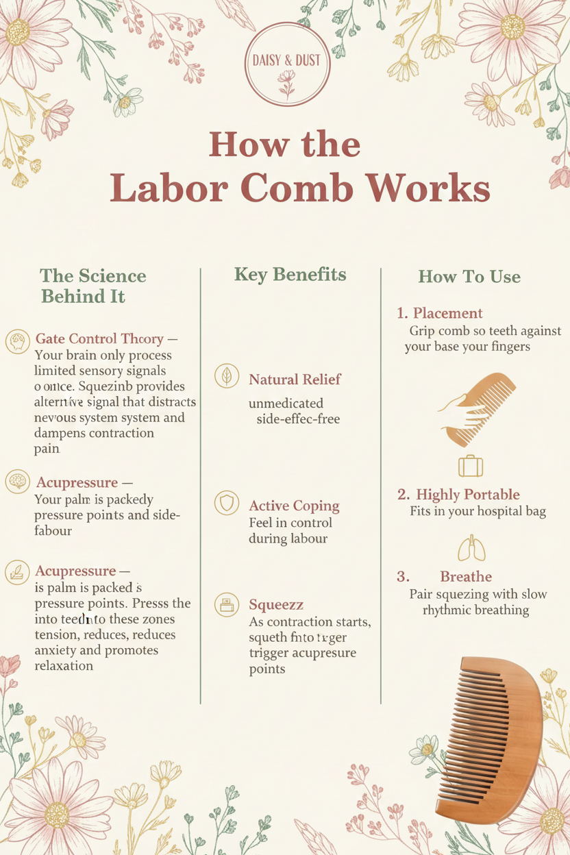 Daisy & Dust Labor Comb How It Works Infographic